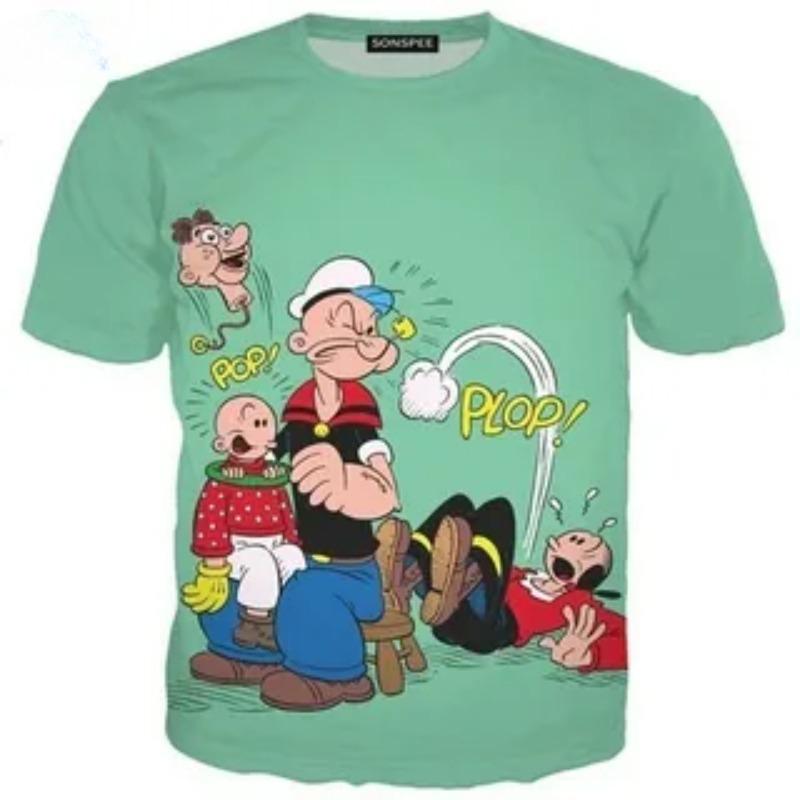 Модная новая забавная футболка с 3D-печатью мультяшного персонажа, мужская, удобная, повседневная, с круглым вырезом, с коротким рукавом
