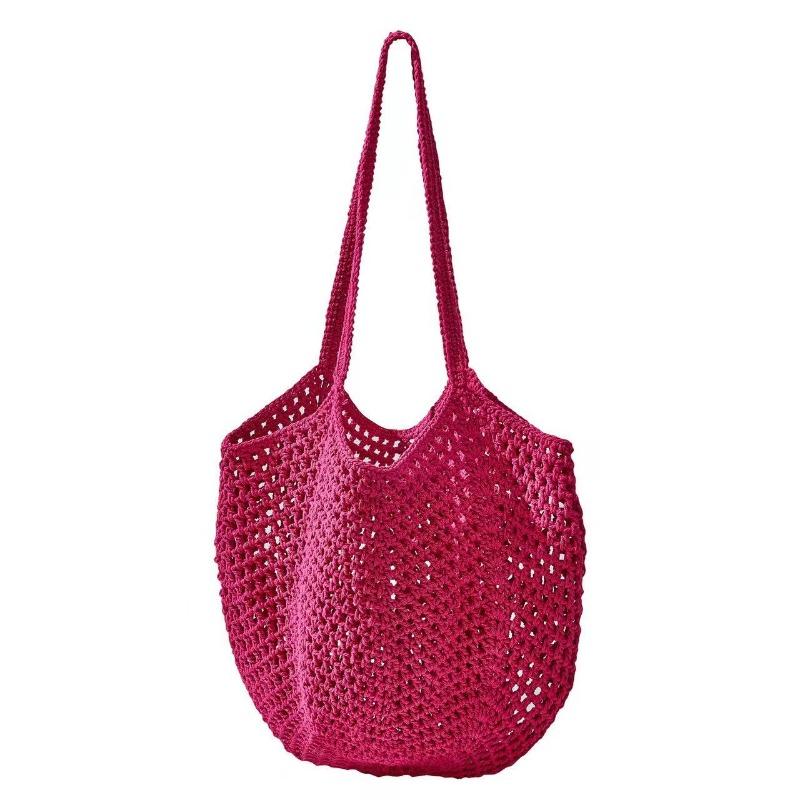 Ручная складная хозяйственная сетчатая сумка из хлопка, многоразовая сетчатая сумка для фруктов, вязаный сетчатый карман с прорезями для кухонного хранения