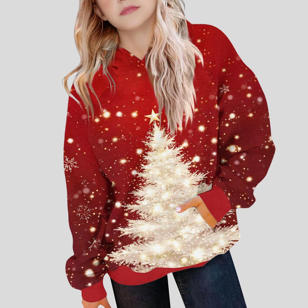 Детская толстовка для девочек, градиентный цвет, длинный рукав, капюшон, карман, толстовка