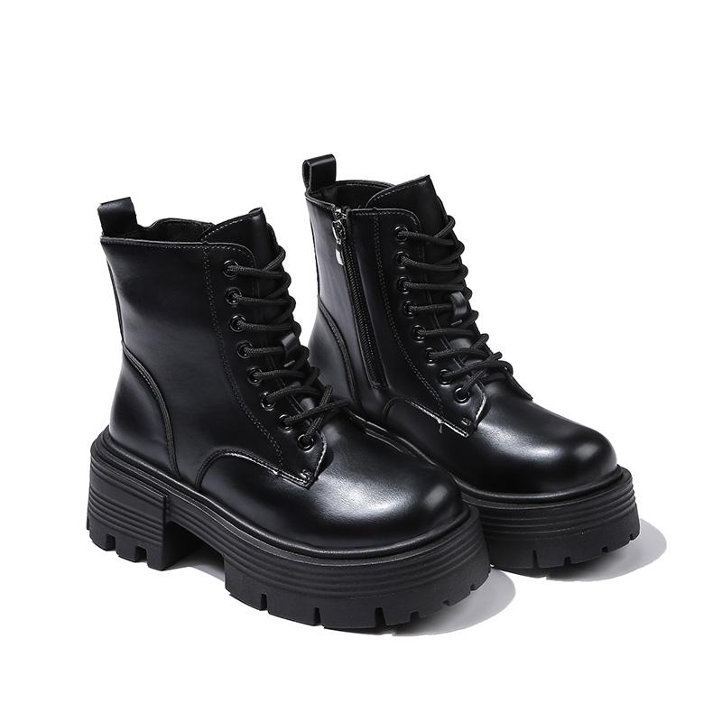 Ботинки для женщин Готические сапоги на платформе Модные Боковые Молнии Современные Сапоги Женские Высококачественные Круглые Носки Женская Обувь Botas De Mujer