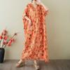 Women's Vintage Long Dress with Cotton and Linen Patterns