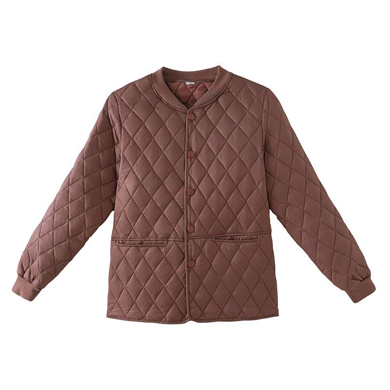 Winter New Light and Short Cotton-padded Mother Loose Collarless Cotton-padded Jacket Casual Rhombus Jacket Cotton-padded Jacket