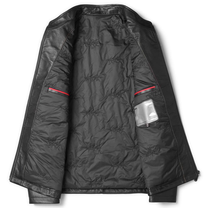 Leather Leather Jacket Leather Men's Leather Jacket Leather Casual Goatskin Men's Stand-Up Collar Casual Jacket