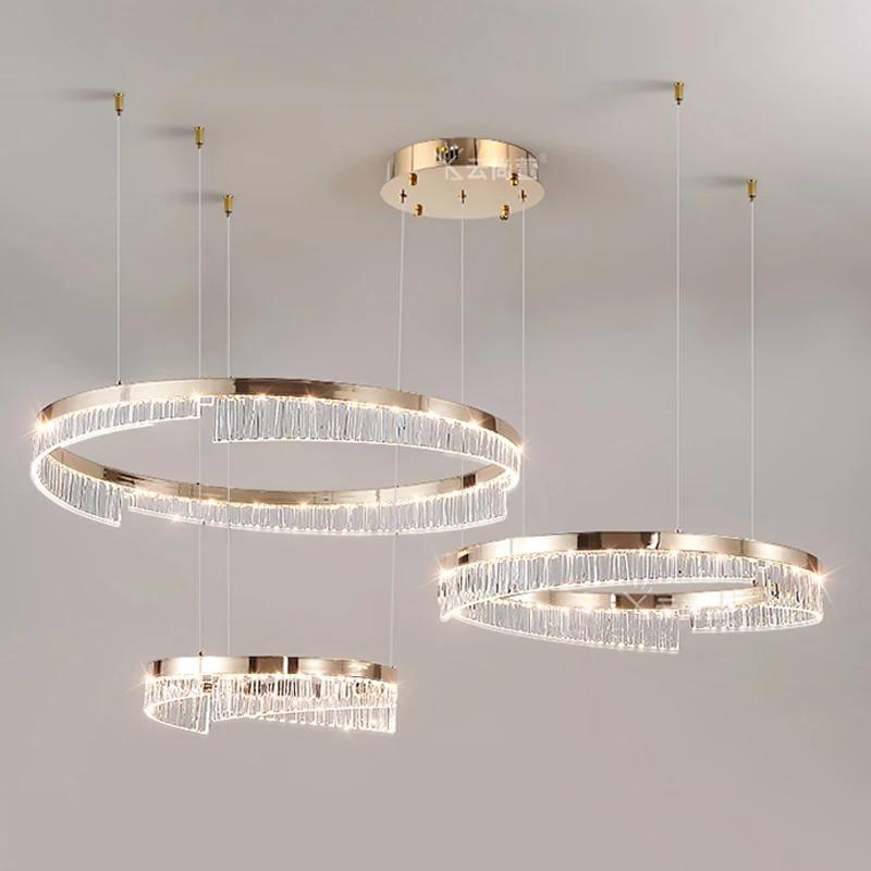 Nordic Design Luxury Living Room Chandeliers Спальня Столовая Подвесной Светильник Глянцевая Лампа Украшение Комнаты Кольцевое Освещение Приспособление