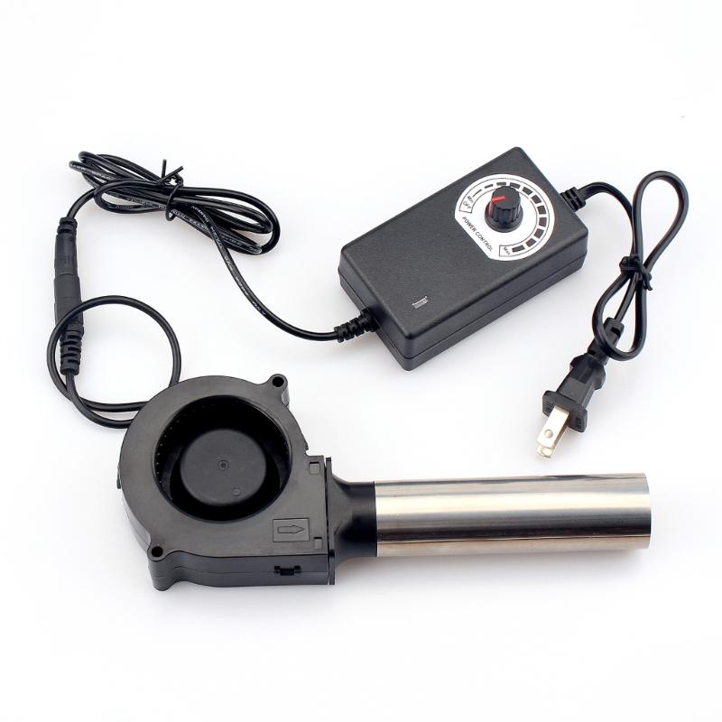 Вентилятор для барбекю с американской вилкой, 12 В, большой поток воздуха, 100-240 В, вентилятор с питанием от переменного тока, контроллер переменной скорости, инструмент для пикника, барбекю