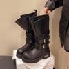 Высококачественные женские ботинки на платформе модные панк с ремешком и пряжкой на толстой подошве мотоциклетные ботинки для женщин рыцарские высокие ботинки botas mujer