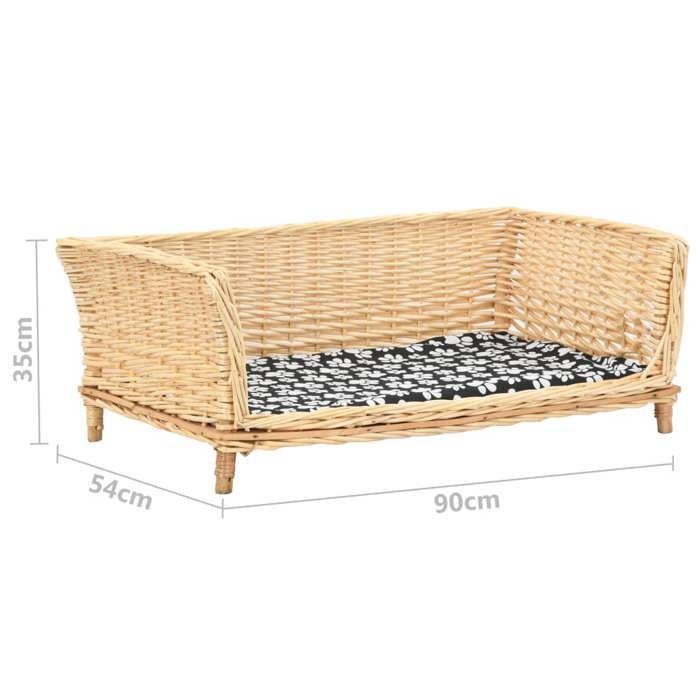 VidaXL Dog Basket with Cushion 90x54x35 Cm Natural Willow Basket 170775