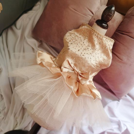 Pet Princess Dress Sparkly Bow And Sequins Tutu Dress Soft Dog Cat Costume Cute Party Outfit for Small Animals