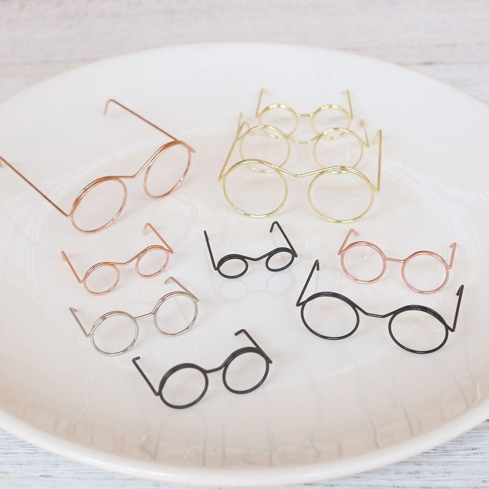 5 шт. Металлические круглые очки для кукол с черной оправой, Металлические мини-очки для кукол, Детский подарок