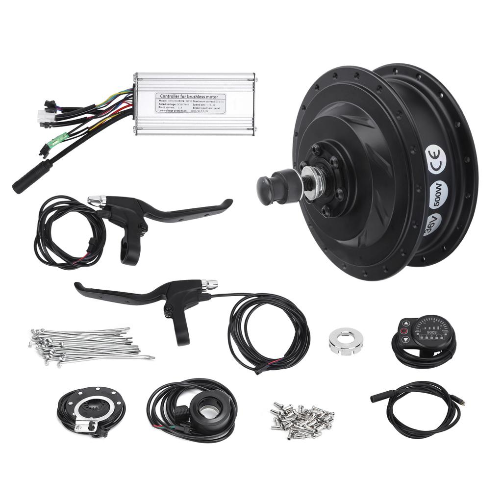 Electric Bicycle Conversion Kit 36V 500W Front Wheel Hub Motor Set with KT‑900S Display Meter for 12G Wheel20inch 12G