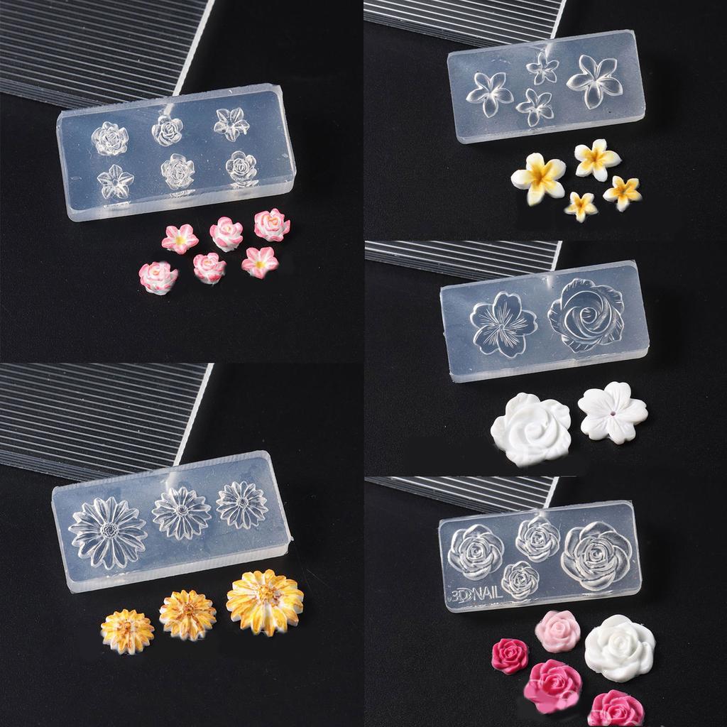 10шт силиконовые формы для дизайна ногтей цветочные шаблоны для дизайна ногтей силиконовая текстура для косметологов и обучающихся искусству ногтей