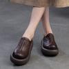 Johnature Thick Soled Slippers Genuine Leather Round Toe Versatile Women's Flat Platform Shoes