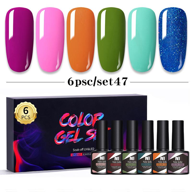 Набор клея для лака для ногтей 8 мл 6 бутылочек в коробке клей для дизайна ногтей Barbie японский цветной клей для ногтей клей для фототерапии