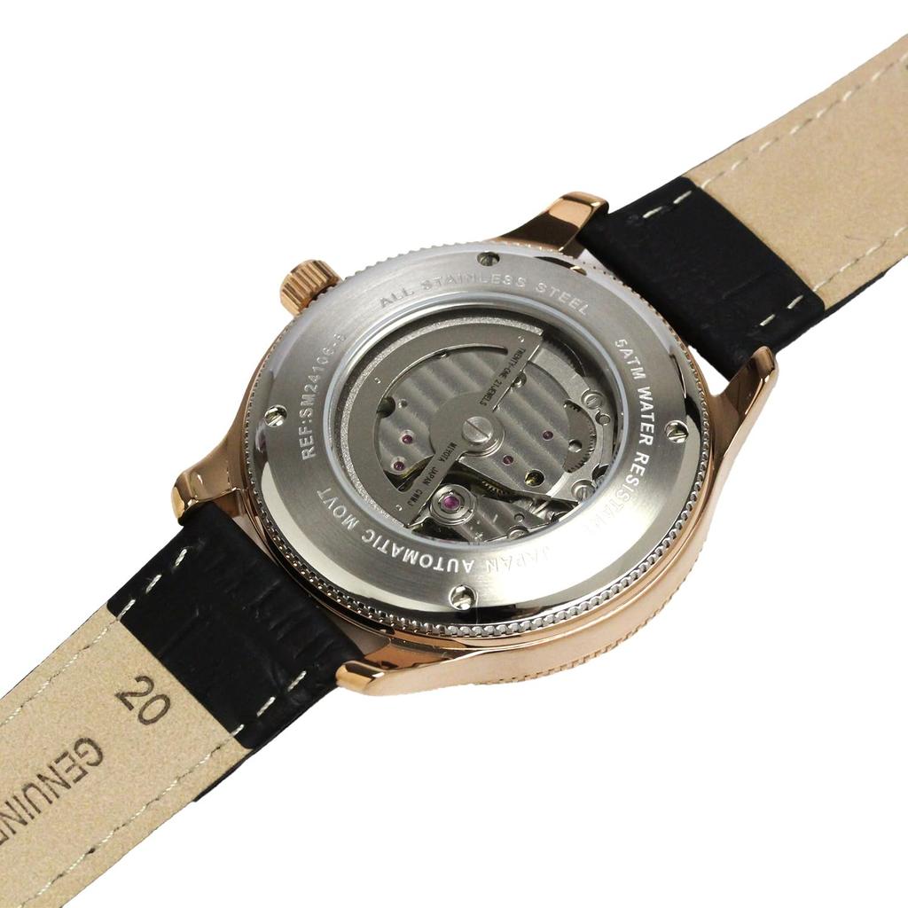 Salvatore Marra Автоматические часы с ручным заводом, кожаный ремешок, классические, маленькие, с открытым сердцем, скелетон, японские, водонепроницаемость 5 АТМ, SM24106, мужские, заводные, ремешок, секундная стрелка,