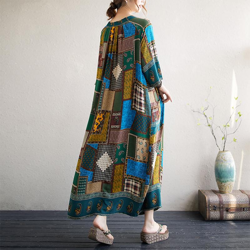 Short Sleeve Plus Size Cotton Vintage Floral New In Dresses for Women Casual Loose Long Summer Dress