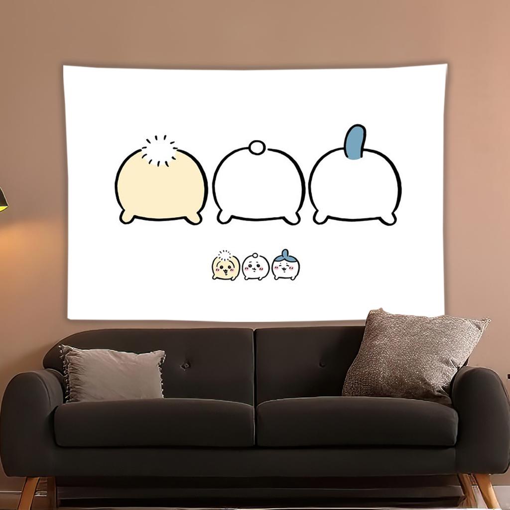 Hachiware Kawaii UsaGi Cute Chiikawa Cartoon Y2k Tapestry Room Decoration Home Decor Bedroom Wall Hanging Fabric