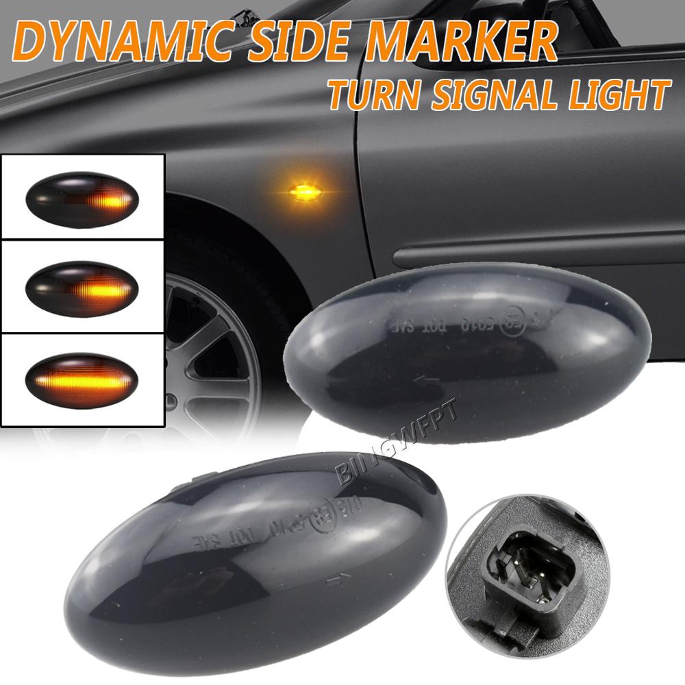 2PCS Dynamic Side Marker Flowing Turn Signal Light LED sequential blinker for Peugeot 307 206 207 407 107 for Citroen C1 C2 C3