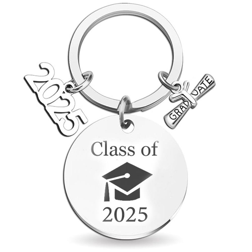 Stainless Steel School Graduate Pendant Gifts Engraved Commemorative Keyring Celebrate Party