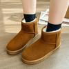 New Arrival Women's Fleece-lined Cotton Shoes Boots Integrated Leather Snow Boots Thickened Short For Autumn Winter