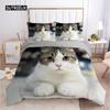 Cat Duvet Cover Set Cat Lover Gifts Bedding Set Microfiber Cute Kitten Pattern Animal Theme Double Queen King Size Quilt Cover