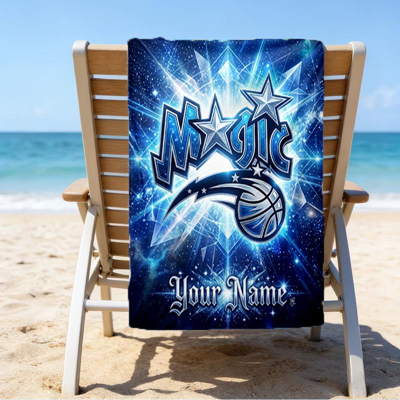 Custom Name Beach Towel basketball Orlando Logo Beach Towel, Soft Microfiber, Gift for Her/Him, Birthday, for Pool, Beach, Travel, Fan gifts