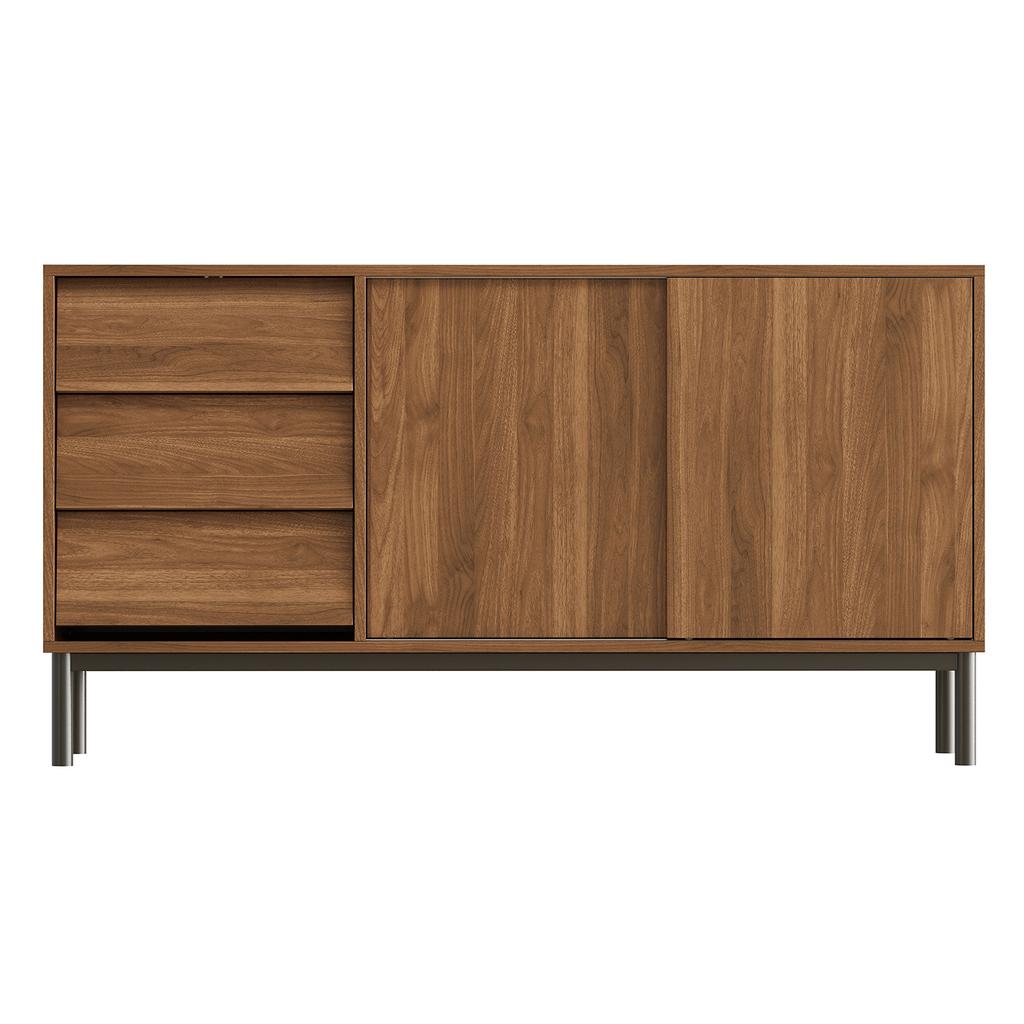 Kitchen Cabinet, Sideboard with 3 Drawers and 2 Sliding Doors, Storage Cabinet for Kitchen, Dining Room and Living Room, 150 × 40 × 80 cm