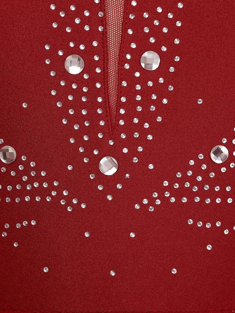 Женское блестящее платье для танцев без рукавов со стразами, дизайн с перекрещенной спиной, асимметричный подол, костюм для выступлений в фигурном катании