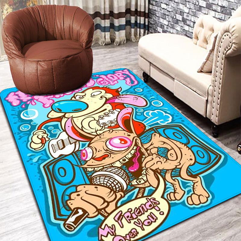 Ren & Stimpy Show Characters Rug Floor Mat for Living Room or Bedroom Soft and Comfortable Carpet a Gift for Birthday and Holiday.ZFF0913079