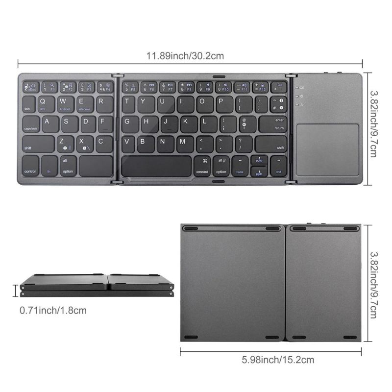 Мини-беспроводная складная клавиатура, портативная Bluetooth-клавиатура с сенсорной панелью для Windows, Android, IOS, планшета, Ipad, телефона