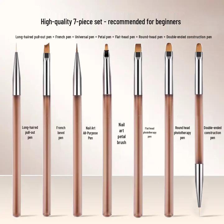 Nail Art Brush & Painting Gel Set with French Round Head & Long-lasting Base Coat