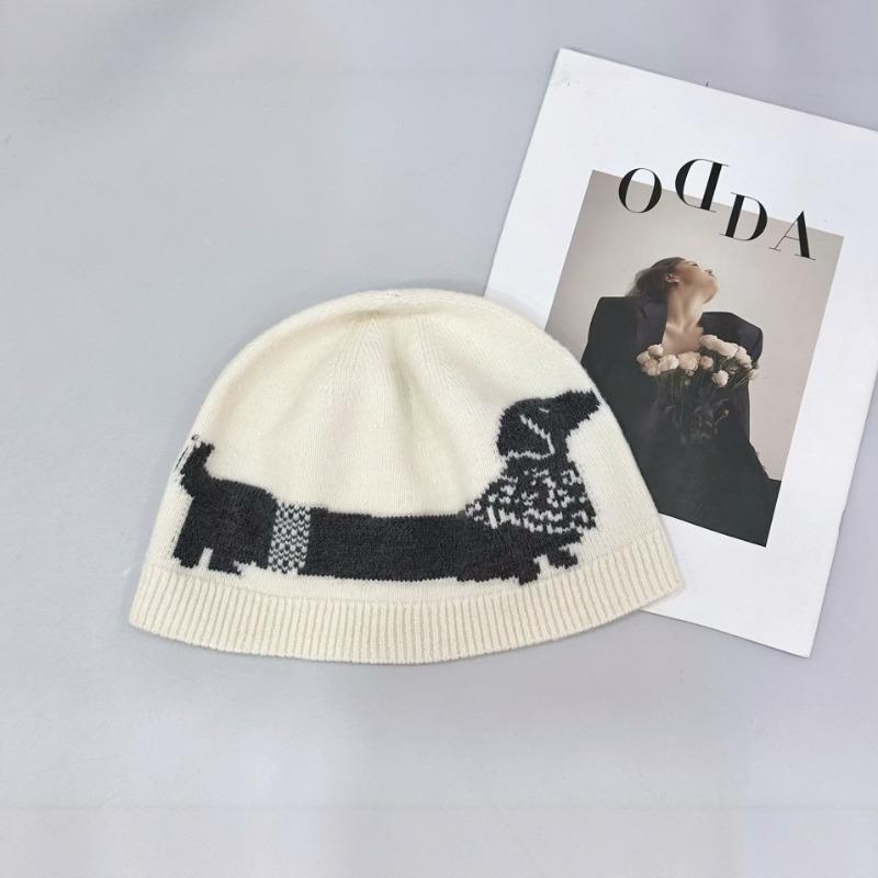 25 Новая шапка на раннюю осень, мужская и женская жаккардовая шапка, вязаная шапка, трендовая шерстяная шапка с вышивкой «Собачка-сосиска»