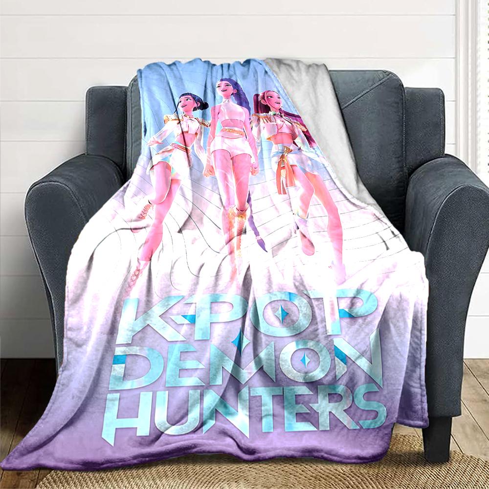 Kpop Demon Hunters Blanket Soft Throw Blanket For Home Bedroom Bed Sofa Travel Office Solid Christmas Blanket