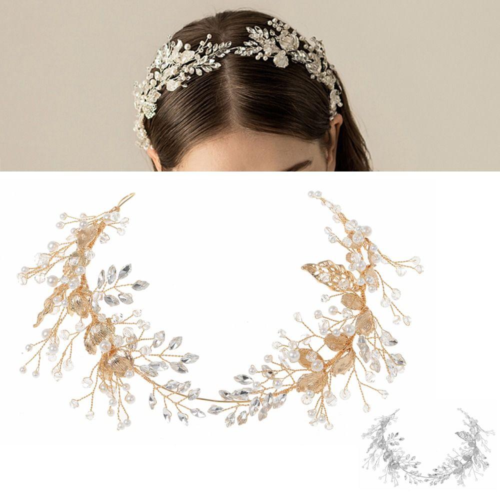 Жемчужные свадебные головные уборы Цветочные украшения Свадебный головной убор Аксессуары для волос Головной убор Женщины Свадебный