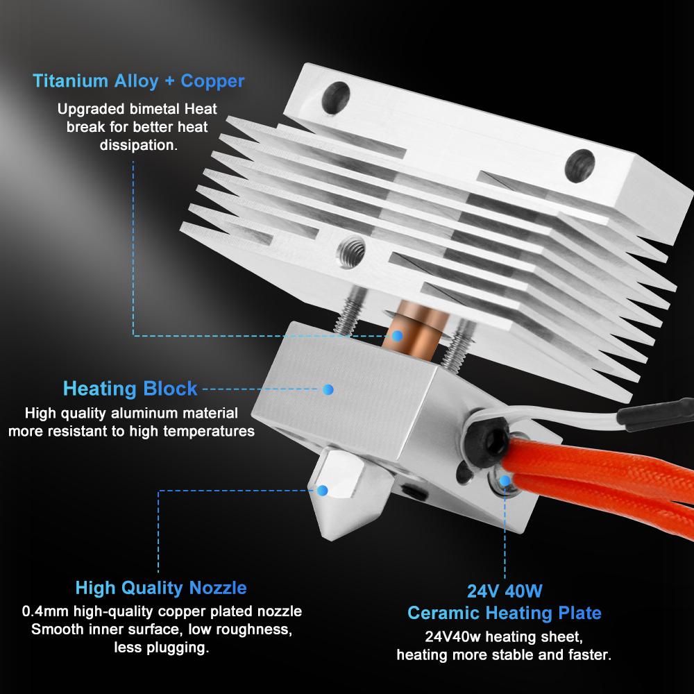 Upgrade Hotend Kit For Elegoo Neptune 3 Pro /Plus /Max 24V 40W Ceramic Hoting Plate Hot End 3D Printer Part Assemble With Nozzle