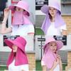 Summer Wide Brim Sun Hat For Women With Neck Coverage In Light Pink Cotton For Outdoor Work