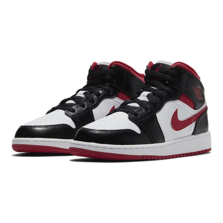 Air Jordan 1 Mid GS Black Gym Red Kids Sneakers White DJ4695-122