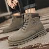 Мужские осенние высокие рабочие ботинки в британском стиле, мужские кожаные водонепроницаемые рабочие ботинки средней высоты для пустыни