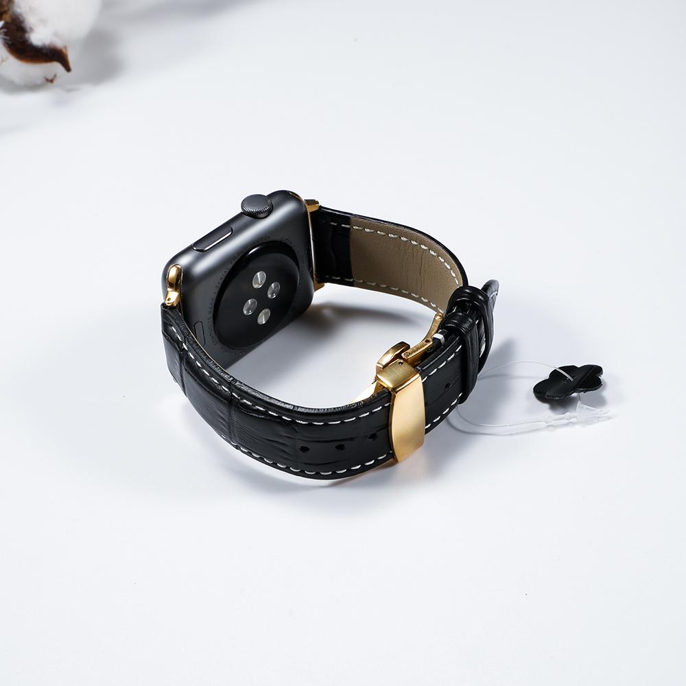 Кожаный ремешок для Apple Watch band 44мм 40мм 45мм 41мм 49мм 42мм 38мм Бабочка Пряжка Браслет iwatch серия 3 5 6 se 7 8 ultra