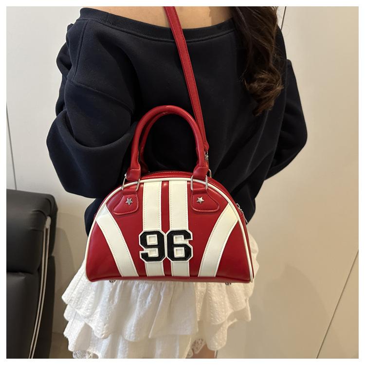 Women's Faux Leather Color Block Stripe Shoulder Bag Summer New Semi Circle Clutch Handbag Trendy Bowler Purse
