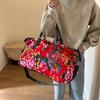 Chinese Ethnic High Capacity Travel Bag Versatile Contrasting Color Sports Fitness Handbag Personalized Northeast Big Flower Cotton Coat Crossbody Bag