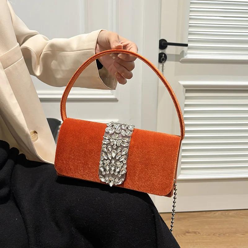 Сумка через плечо Diamond для вечеринки, новая ретро-универсальная сумка через плечо с цепочками, женственная дизайнерская роскошная вечерняя сумочка-клатч