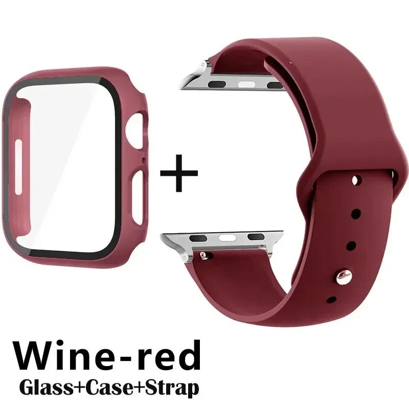 Стекло+корпус+ремешок для Apple Watch Band 42 мм 44 мм 41 мм 40 мм 38 мм 45 мм 49 мм Защитные пленки для Apple IWatch Series 8 7 6 SE 5 4
