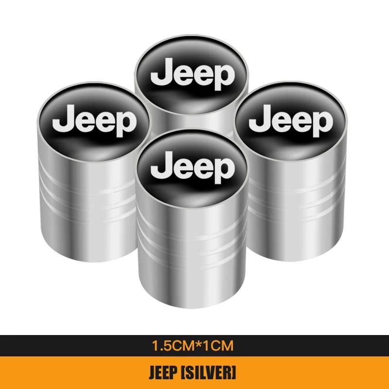 For Jeep 4Pcs Metal Car Wheel Tire Valves Caps Waterproof Dustproof Cover For Jeep Grand Cherokee Wrangler JK Gladiator Compa