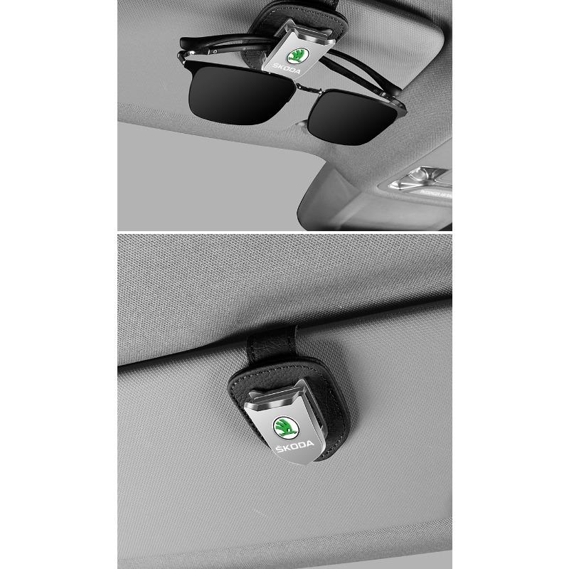 Автомобильный солнцезащитный козырек, коробка для очков, зажим для солнцезащитных очков, держатель для карт и билетов, подставка для Skoda Fabia Kodiaq Kamiq Superb Yeti Octavia Enyaq Rapid Karoq Derivati