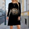 Women Casual Dress Autumn Lips Print Dresses For Women O-neck Short Sleeve Dress Plus Size