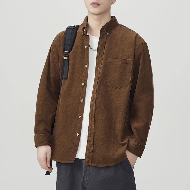 Новая японская ретро вельветовая рубашка-куртка на пружине, свободная повседневная мужская рабочая рубашка