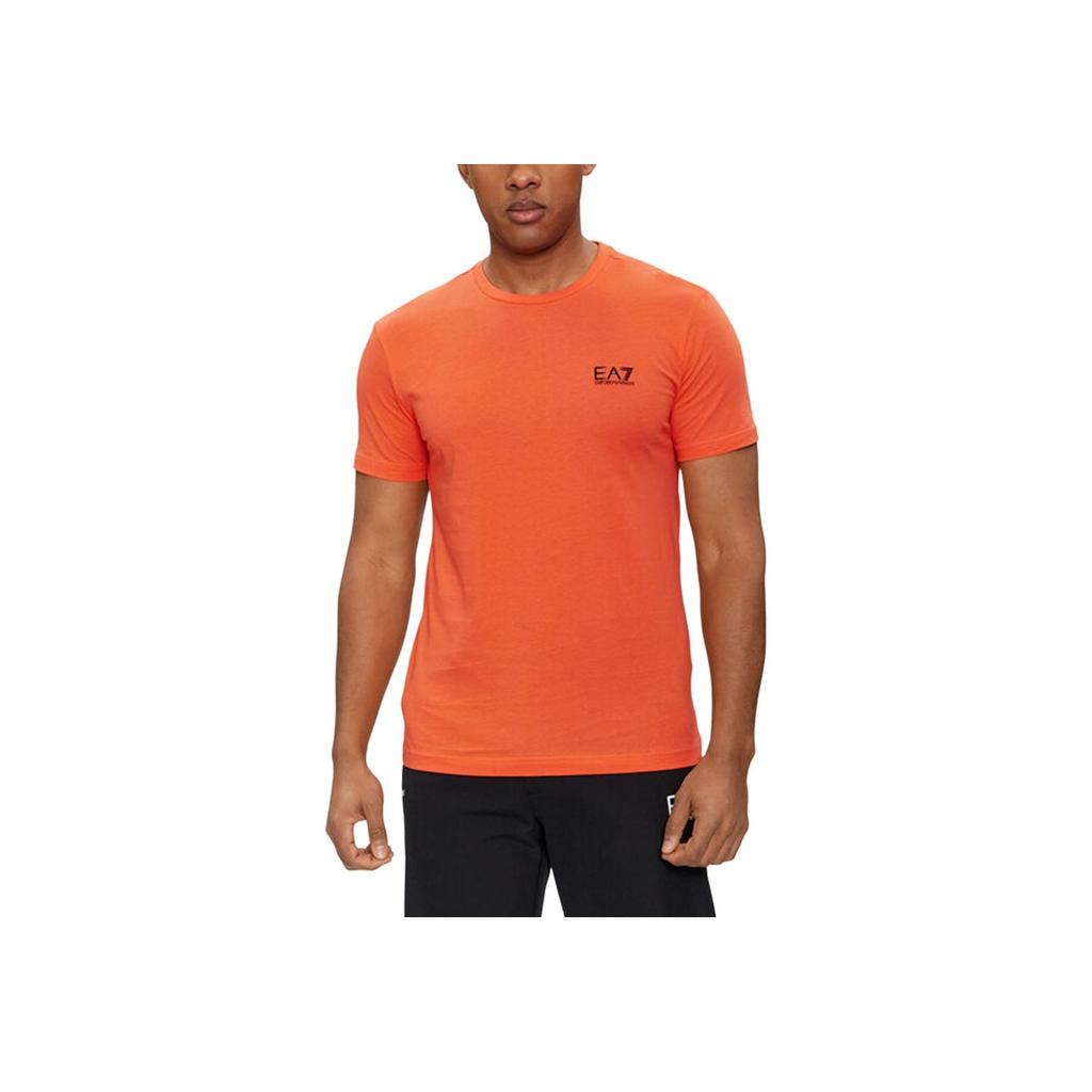 Emporio Armani Мужская футболка EA7 Однотонная с логотипом, круглый вырез, прямой крой, короткий рукав, Оранжевый 8NPT51-PJM9Z-1661