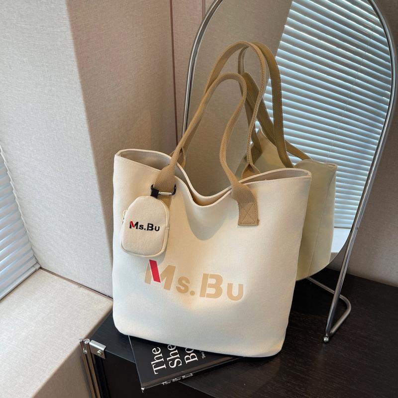 Canvas Bag Women's Large-capacity New Autumn and Winter Versatile Shoulder Bag Casual College Student Class Tote Bag