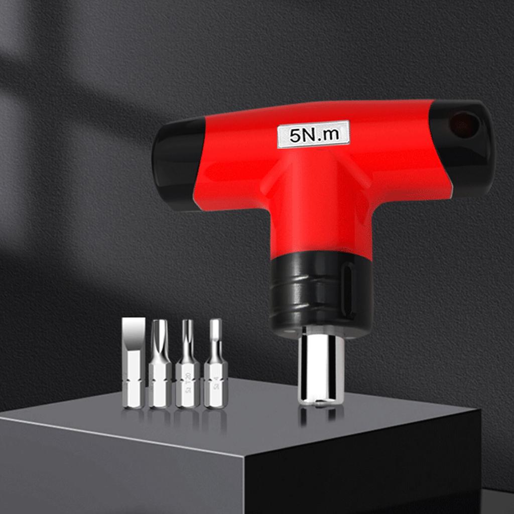 T Handle Preset   Wrench 5N.m T Handle Screwdriver with PH3 T20 H4 SL7 Bits for Home Workshop Outdoor