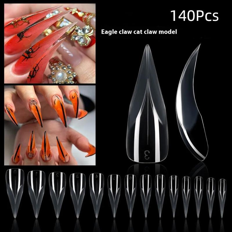 140 шт. Изогнутые формы-типсы Stiletto для наращивания ногтей гелем, 3D-форма когтя орла, скульптурные ногти, формы для полного покрытия, инструмент для маникюра